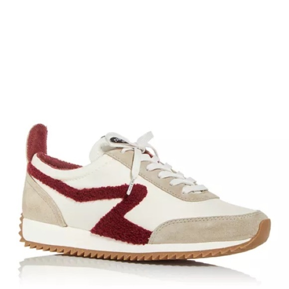 rag & bone Retro Runner Low-Top Sneakers Cream Burgundy size 10 - Picture 2 of 13